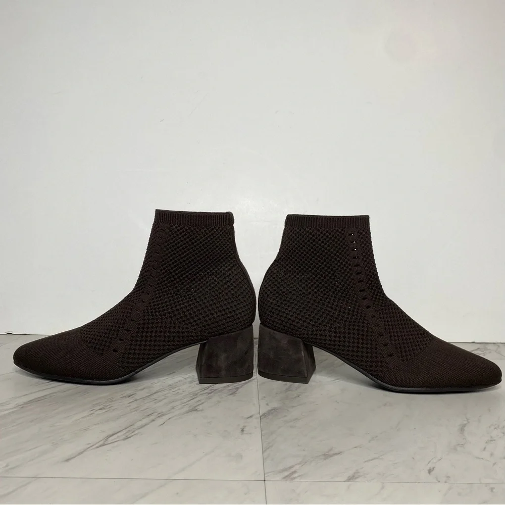 Eileen Fisher Honey Brown Knit Stretch Bootie 5